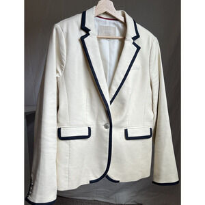 Banana Republic Women's Tipped Blazer/Angora White/Black Contrasting Trim/US 12